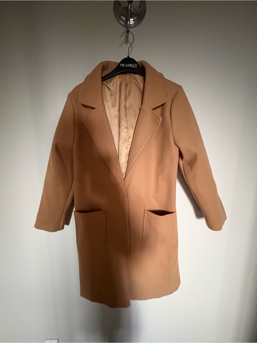 Camel Wool-Blend Long Coat medium